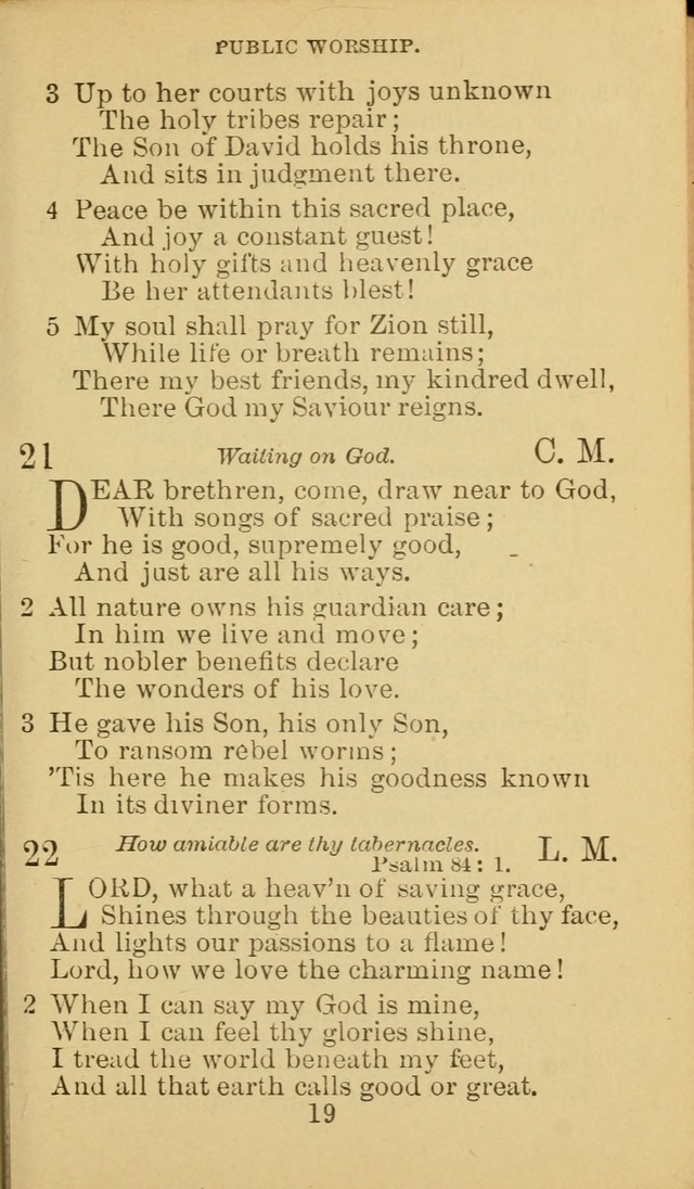 A Collection of Spiritual Hymns: adapted to the Various Kinds of Christian Worship, and especially designed for the use of the Brethren in Christ. 2nd ed. page 19