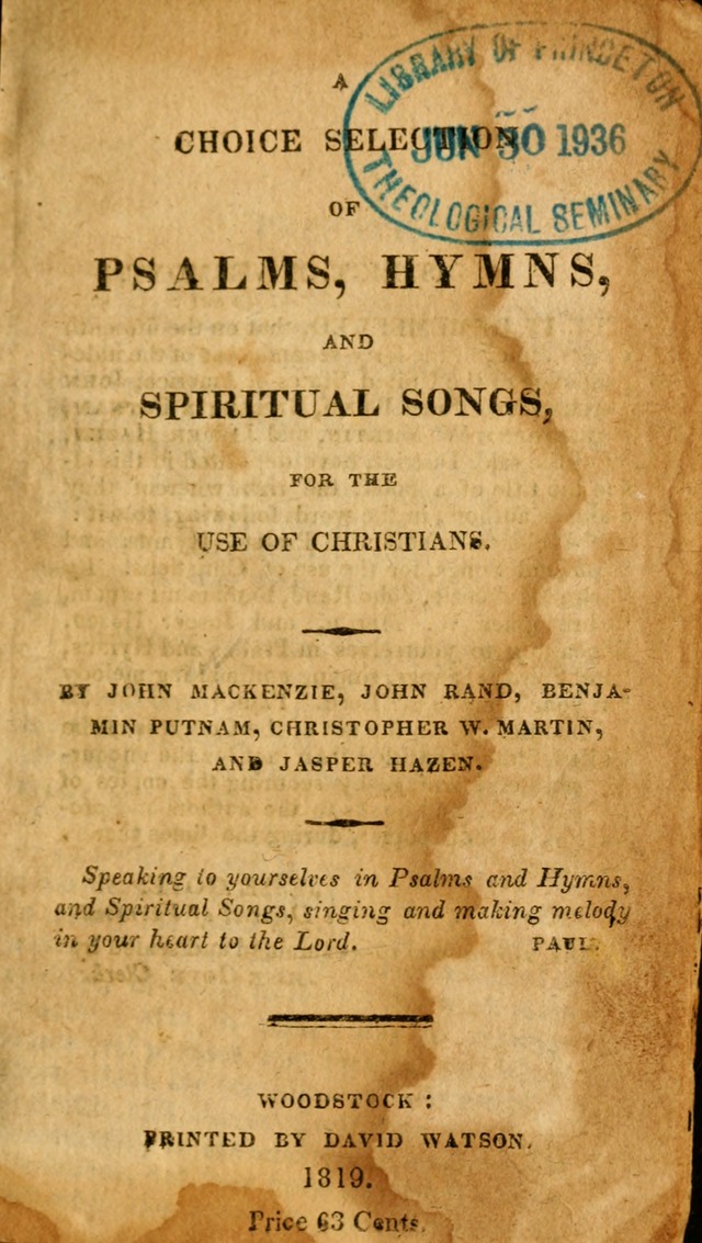 A Choice Selection of Psalms, Hymns and Spiritual Songs for the use of  Christians page 2
