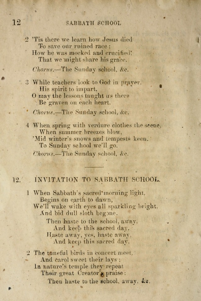 A Collection of Sabbath School Hymns: compiled by a Sabbath School Teacher page 12