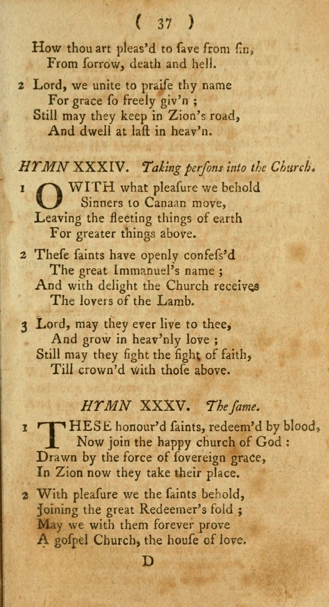 A Collection of Hymns for the use of Christians page 37