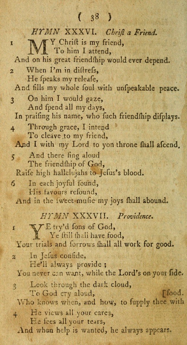 A Collection of Hymns for the use of Christians page 38