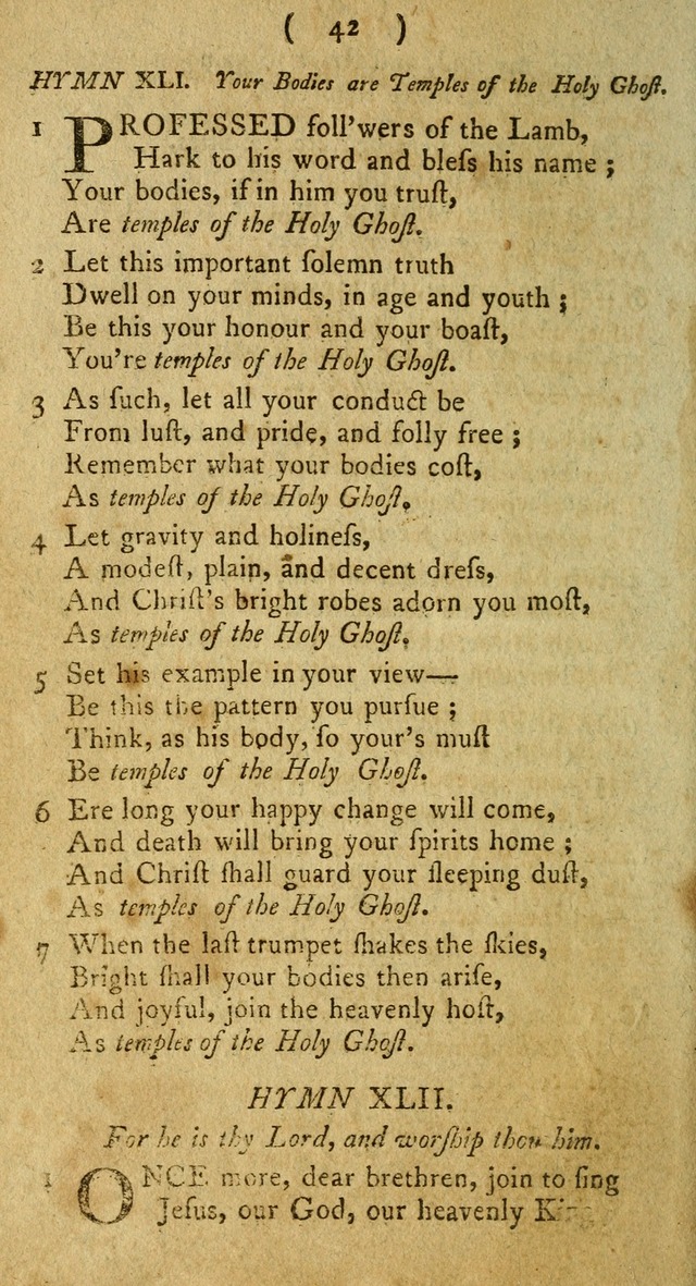 A Collection of Hymns for the use of Christians page 42