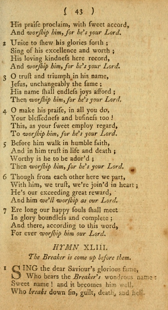 A Collection of Hymns for the use of Christians page 43