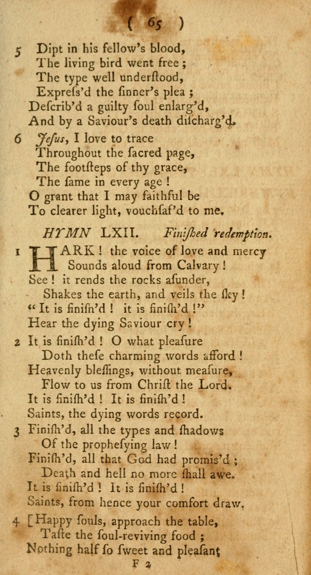 A Collection of Hymns for the use of Christians page 65