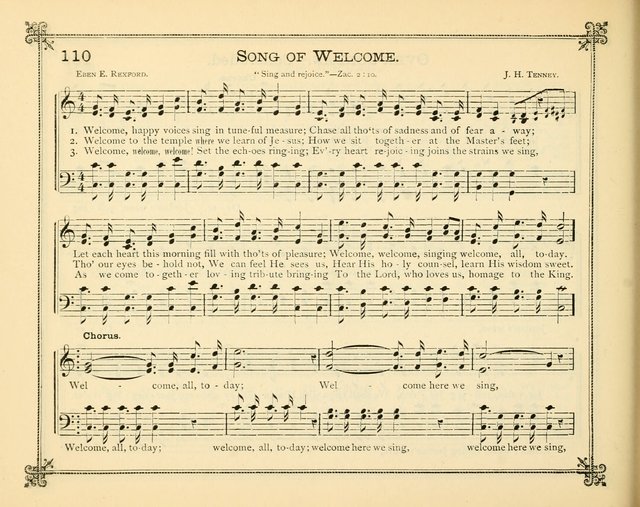 Carols of Joy: choice collection of songs and hymns for the Sunday School, Bible class, and the Home Circle to which has been added an easy method of Rudimental Instruction in Music, for Weekday Study page 110