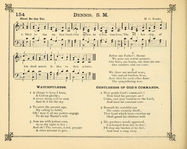 Carols of Joy: choice collection of songs and hymns for the Sunday School, Bible class, and the Home Circle to which has been added an easy method of Rudimental Instruction in Music, for Weekday Study page 154