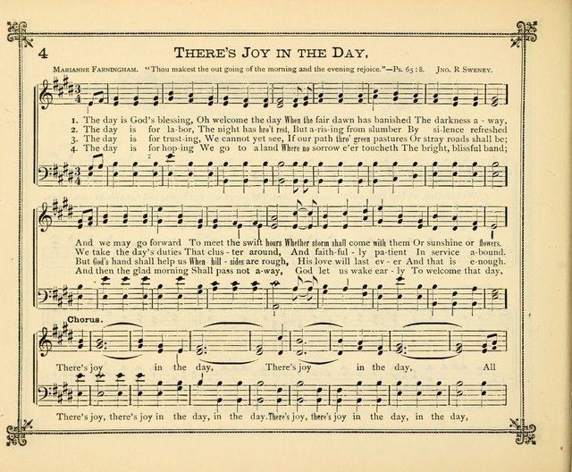 Carols of Joy: choice collection of songs and hymns for the Sunday School, Bible class, and the Home Circle to which has been added an easy method of Rudimental Instruction in Music, for Weekday Study page 4