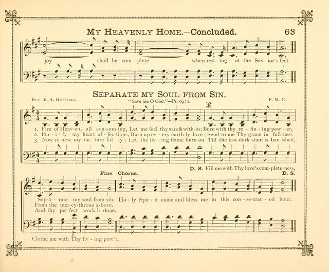 Carols of Joy: choice collection of songs and hymns for the Sunday School, Bible class, and the Home Circle to which has been added an easy method of Rudimental Instruction in Music, for Weekday Study page 63