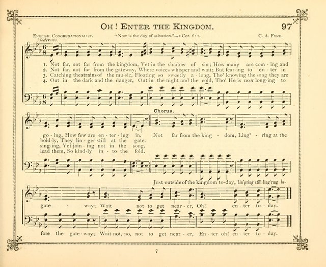Carols of Joy: choice collection of songs and hymns for the Sunday School, Bible class, and the Home Circle to which has been added an easy method of Rudimental Instruction in Music, for Weekday Study page 97