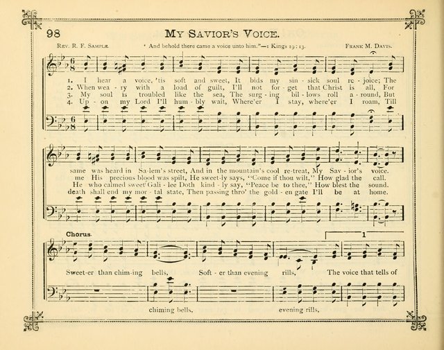 Carols of Joy: choice collection of songs and hymns for the Sunday School, Bible class, and the Home Circle to which has been added an easy method of Rudimental Instruction in Music, for Weekday Study page 98