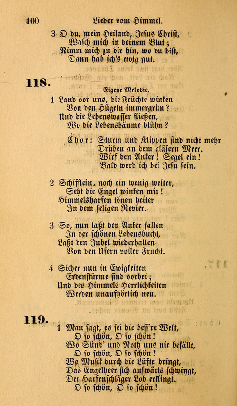 Die Deutsche Ausgabe der Englischen und Deutschen Frohen Botschaftslieder: zum Gebrauch bei Erweckungs- und Gebetsversammlungen (Ebenezer Hymnal) page 100