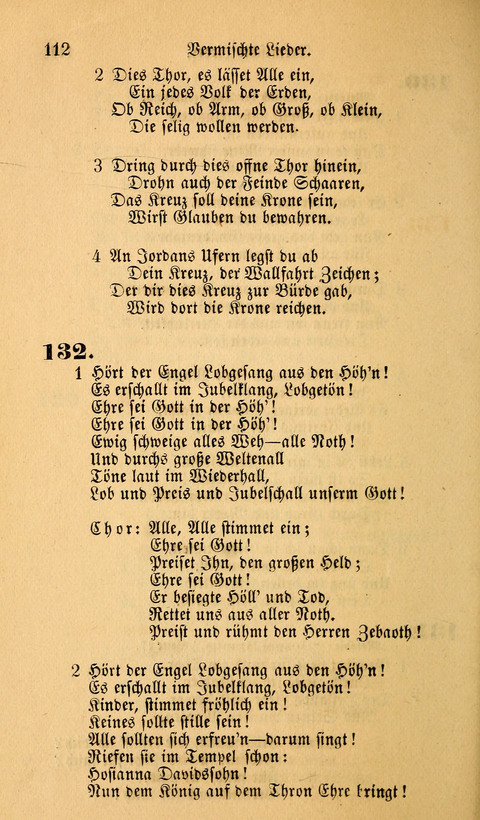 Die Deutsche Ausgabe der Englischen und Deutschen Frohen Botschaftslieder: zum Gebrauch bei Erweckungs- und Gebetsversammlungen (Ebenezer Hymnal) page 112