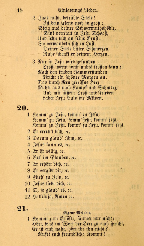 Die Deutsche Ausgabe der Englischen und Deutschen Frohen Botschaftslieder: zum Gebrauch bei Erweckungs- und Gebetsversammlungen (Ebenezer Hymnal) page 18