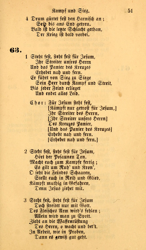 Die Deutsche Ausgabe der Englischen und Deutschen Frohen Botschaftslieder: zum Gebrauch bei Erweckungs- und Gebetsversammlungen (Ebenezer Hymnal) page 51