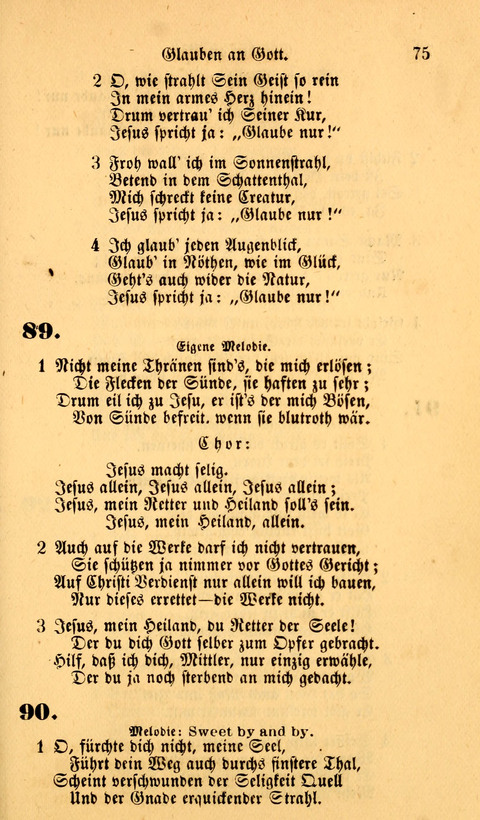 Die Deutsche Ausgabe der Englischen und Deutschen Frohen Botschaftslieder: zum Gebrauch bei Erweckungs- und Gebetsversammlungen (Ebenezer Hymnal) page 75