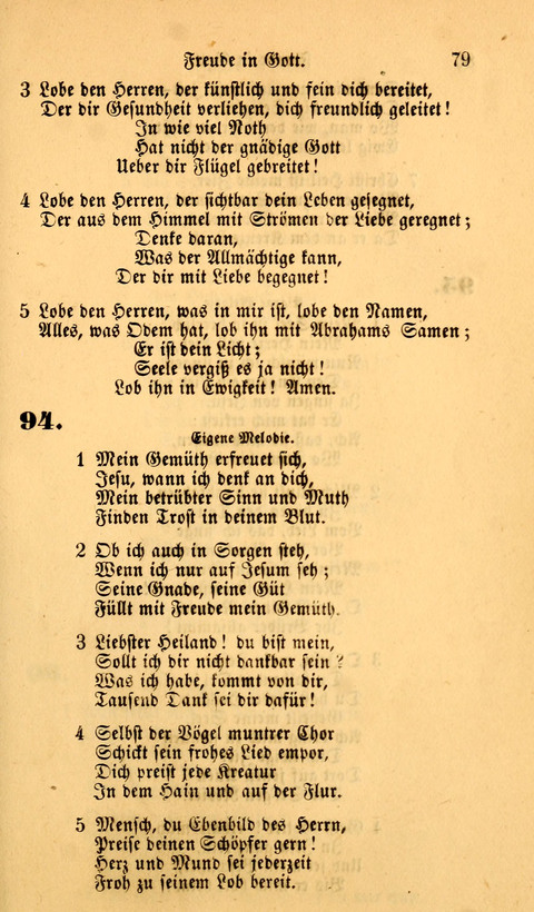 Die Deutsche Ausgabe der Englischen und Deutschen Frohen Botschaftslieder: zum Gebrauch bei Erweckungs- und Gebetsversammlungen (Ebenezer Hymnal) page 79