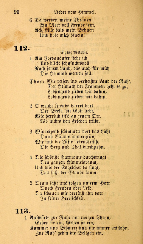 Die Deutsche Ausgabe der Englischen und Deutschen Frohen Botschaftslieder: zum Gebrauch bei Erweckungs- und Gebetsversammlungen (Ebenezer Hymnal) page 96