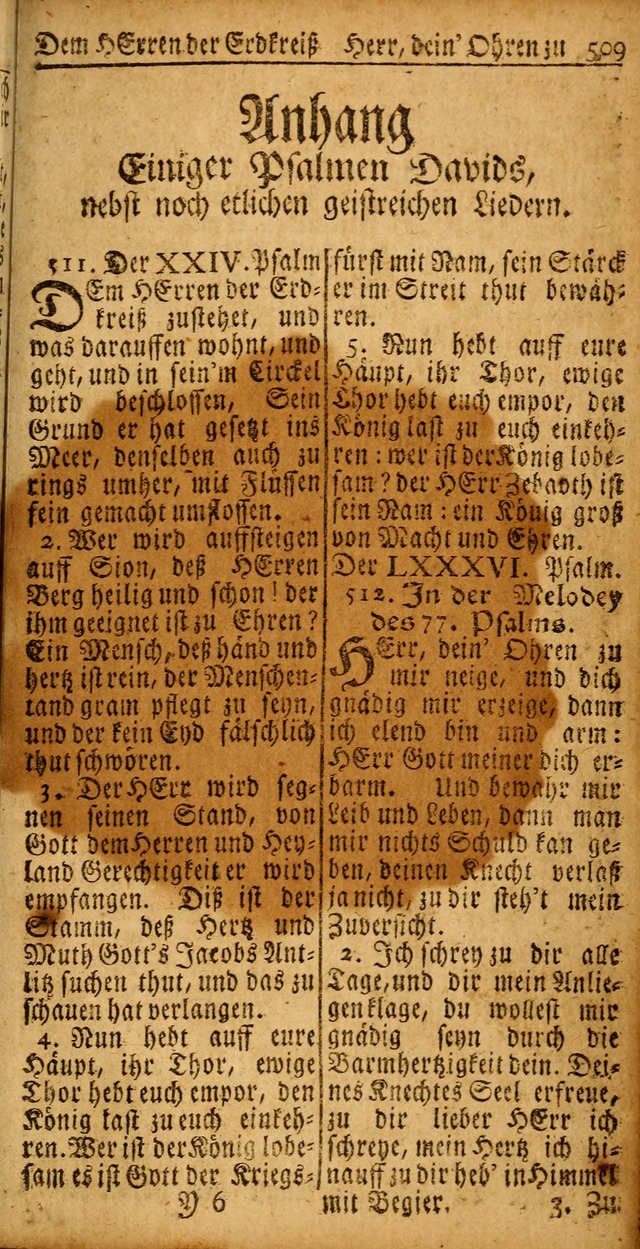 Das Kleine Davidische Psalterspiel der Kinder Zions von alten und neuen auserlesenen Geistes-Gesängen allen wahren heyls-begierigen Säuglingen der Weisheit, insonderheit aber denen Gemeinden des Herrn page 509