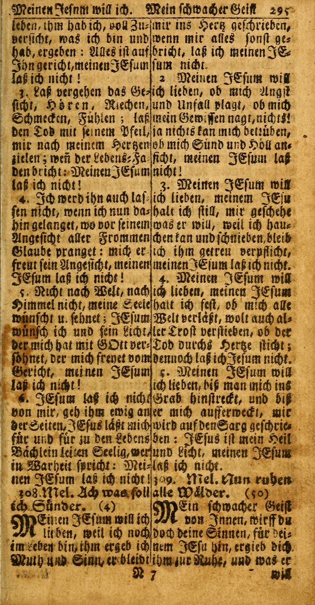 Das Kleine Davidische Psalterspiel der Kinder Zions: von alten und neuen auserlesenen Geistes-Gesängen allen wahren heuls-begierigen säuglingen der weisheit, infonderheit aber denen Gemeinden ... page 295