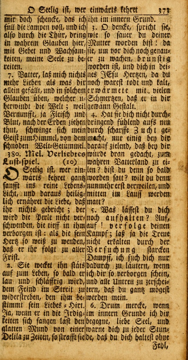 Das Kleine Davidische Psalterspiel der Kinder Zions: von alten und neuen auserlesenen Geistes-Gesängen allen wahren heuls-begierigen säuglingen der weisheit, infonderheit aber denen Gemeinden ... page 373