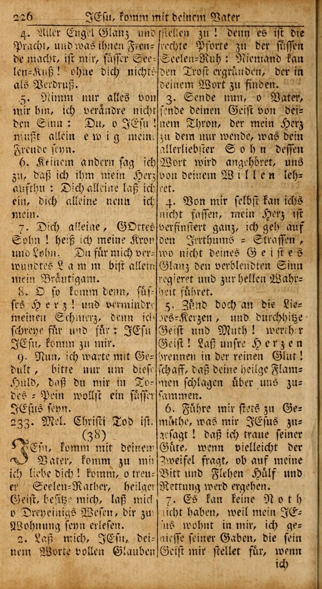 Das Kleine Davidische Psalterspiel der Kinder Zions: von alten und neuen auserlesenen Geistes-Gesängen allen wahren heils-begierigen säuglingen der weisheit, infonderheit aber denen Gemeinden ... page 226