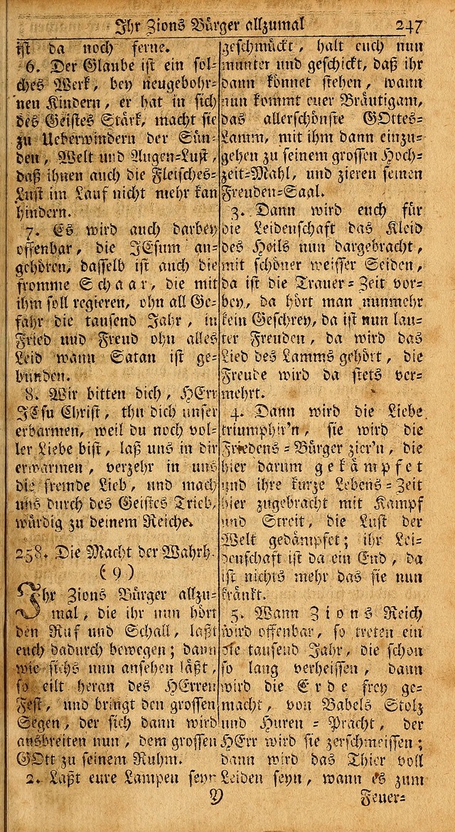 Das Kleine Davidische Psalterspiel der Kinder Zions: von alten und neuen auserlesenen Geistes-Gesängen allen wahren heils-begierigen säuglingen der weisheit, infonderheit aber denen Gemeinden ... page 247