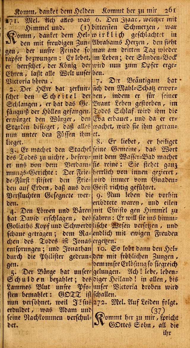 Das Kleine Davidische Psalterspiel der Kinder Zions: von alten und neuen auserlesenen Geistes-Gesängen allen wahren heils-begierigen säuglingen der weisheit, infonderheit aber denen Gemeinden ... page 261