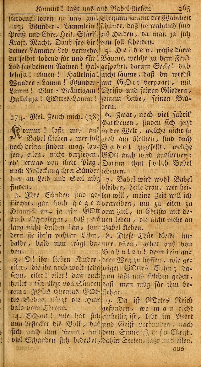 Das Kleine Davidische Psalterspiel der Kinder Zions: von alten und neuen auserlesenen Geistes-Gesängen allen wahren heils-begierigen säuglingen der weisheit, infonderheit aber denen Gemeinden ... page 265