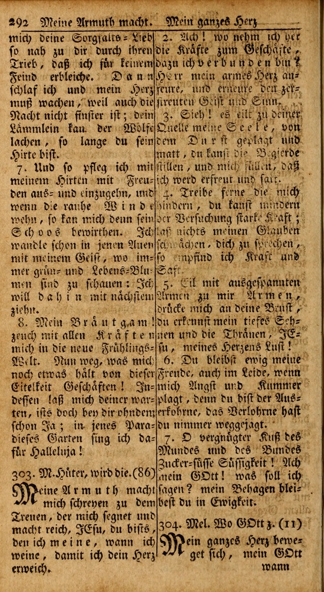 Das Kleine Davidische Psalterspiel der Kinder Zions: von alten und neuen auserlesenen Geistes-Gesängen allen wahren heils-begierigen säuglingen der weisheit, infonderheit aber denen Gemeinden ... page 292