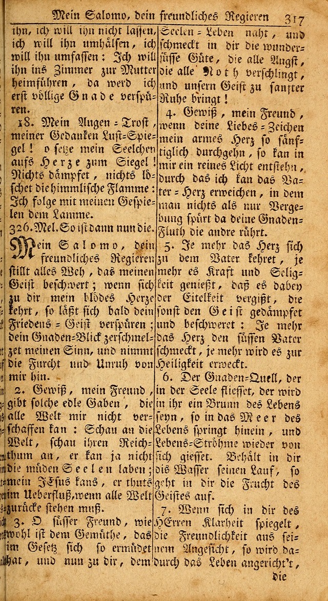 Das Kleine Davidische Psalterspiel der Kinder Zions: von alten und neuen auserlesenen Geistes-Gesängen allen wahren heils-begierigen säuglingen der weisheit, infonderheit aber denen Gemeinden ... page 317