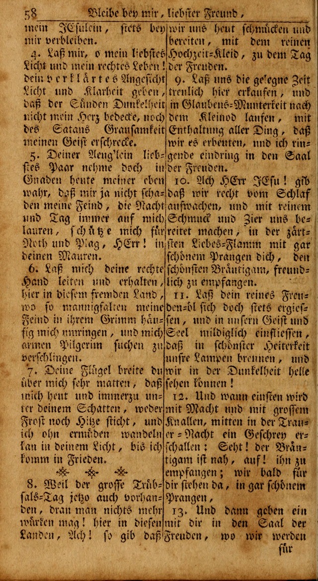 Das Kleine Davidische Psalterspiel der Kinder Zions: von alten und neuen auserlesenen Geistes-Gesängen allen wahren heils-begierigen säuglingen der weisheit, infonderheit aber denen Gemeinden ... page 58