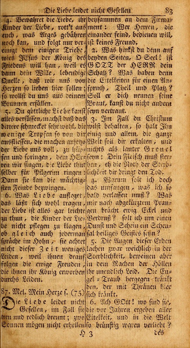 Das Kleine Davidische Psalterspiel der Kinder Zions: von alten und neuen auserlesenen Geistes-Gesängen allen wahren heils-begierigen säuglingen der weisheit, infonderheit aber denen Gemeinden ... page 83