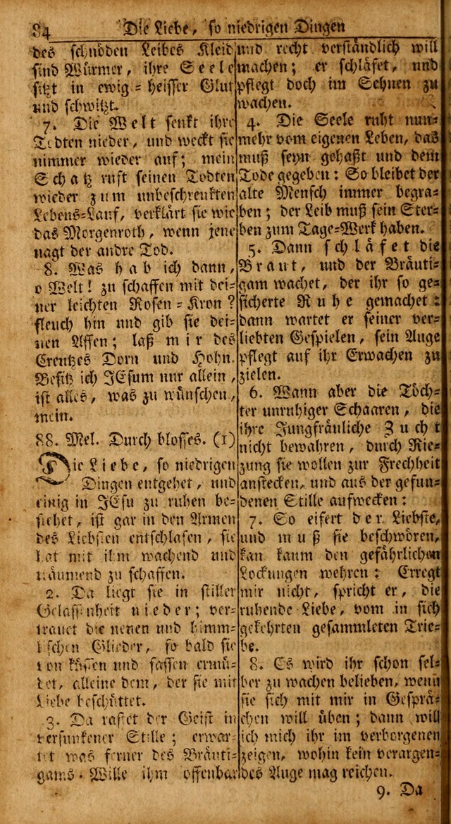 Das Kleine Davidische Psalterspiel der Kinder Zions: von alten und neuen auserlesenen Geistes-Gesängen allen wahren heils-begierigen säuglingen der weisheit, infonderheit aber denen Gemeinden ... page 84