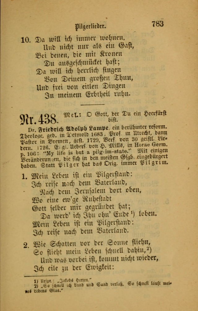 Deutsches Gesangbuch: eine auswahl geistlicher Lieder aus allen Zeiten der Christlichen Kirche für kirchliche und häusliche Gebrauch (Neue, verb. und verm. Aufl) page 785