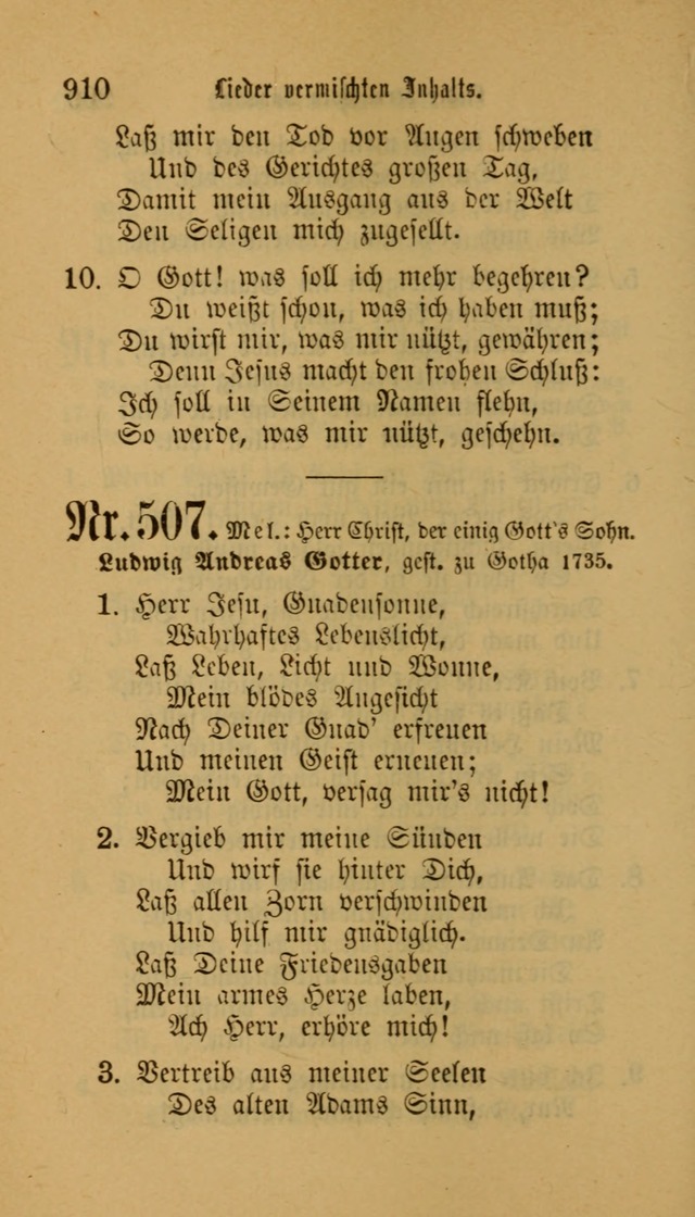 Deutsches Gesangbuch: eine auswahl geistlicher Lieder aus allen Zeiten der Christlichen Kirche für kirchliche und häusliche Gebrauch (Neue, verb. und verm. Aufl) page 912