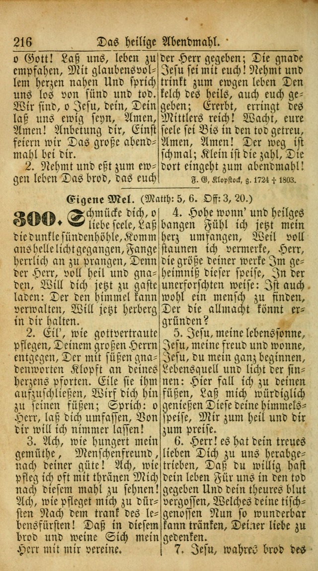 Deutsches Gesangbuch für die Evangelisch-Luterische Kirche in den Vereinigten Staaten: herausgegeben mit kirchlicher Genehmigung  page 216