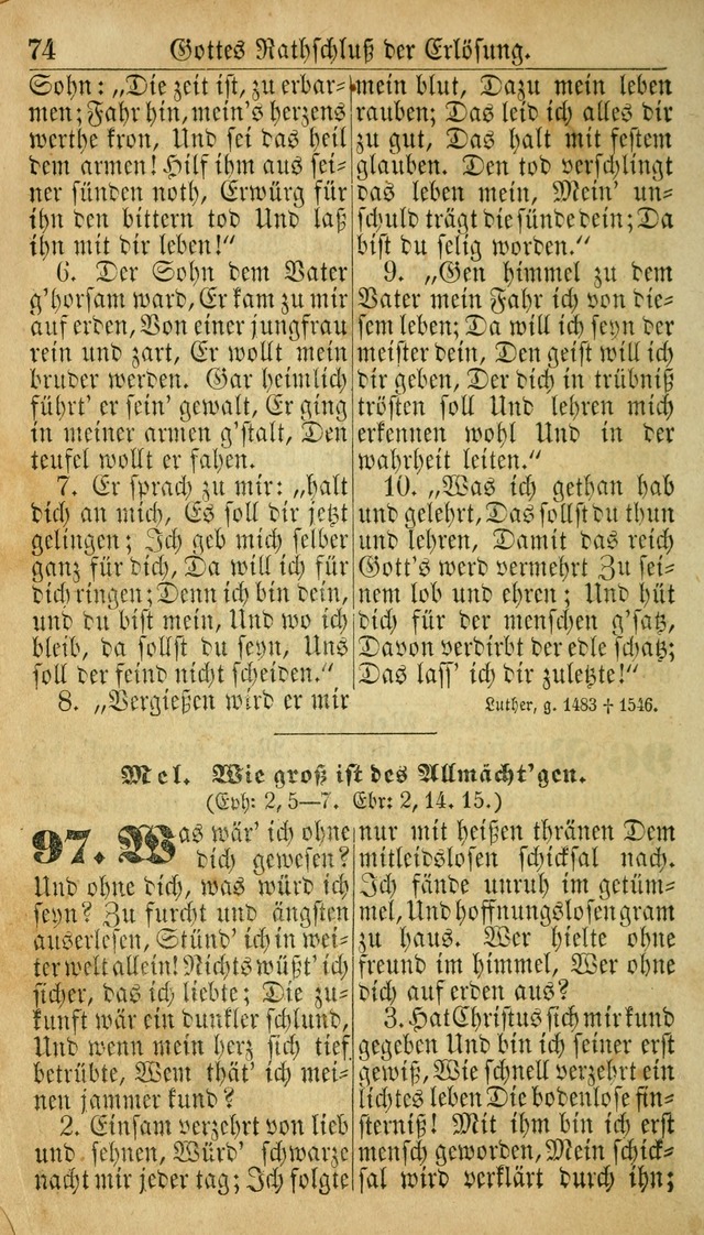 Deutsches Gesangbuch für die Evangelisch-Luterische Kirche in den Vereinigten Staaten: herausgegeben mit kirchlicher Genehmigung  page 74