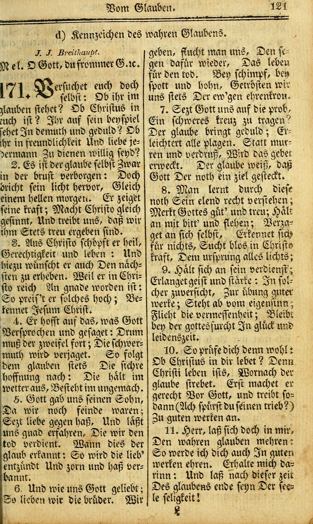 Das Gemeinschaftliche Gesangbuch: zum gottesdienstlichen Gebrauch der Lutherischen und Reformirten Gemeinden in Nord-America. (1st.. Aufl) page 121