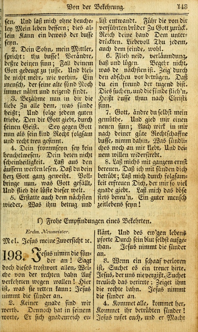 Das Gemeinschaftliche Gesangbuch: zum gottesdienstlichen Gebrauch der Lutherischen und Reformirten Gemeinden in Nord-America. (1st.. Aufl) page 143