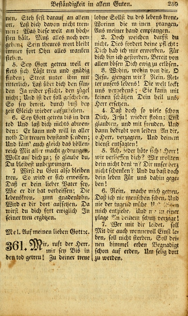 Das Gemeinschaftliche Gesangbuch: zum gottesdienstlichen Gebrauch der Lutherischen und Reformirten Gemeinden in Nord-America. (1st.. Aufl) page 259