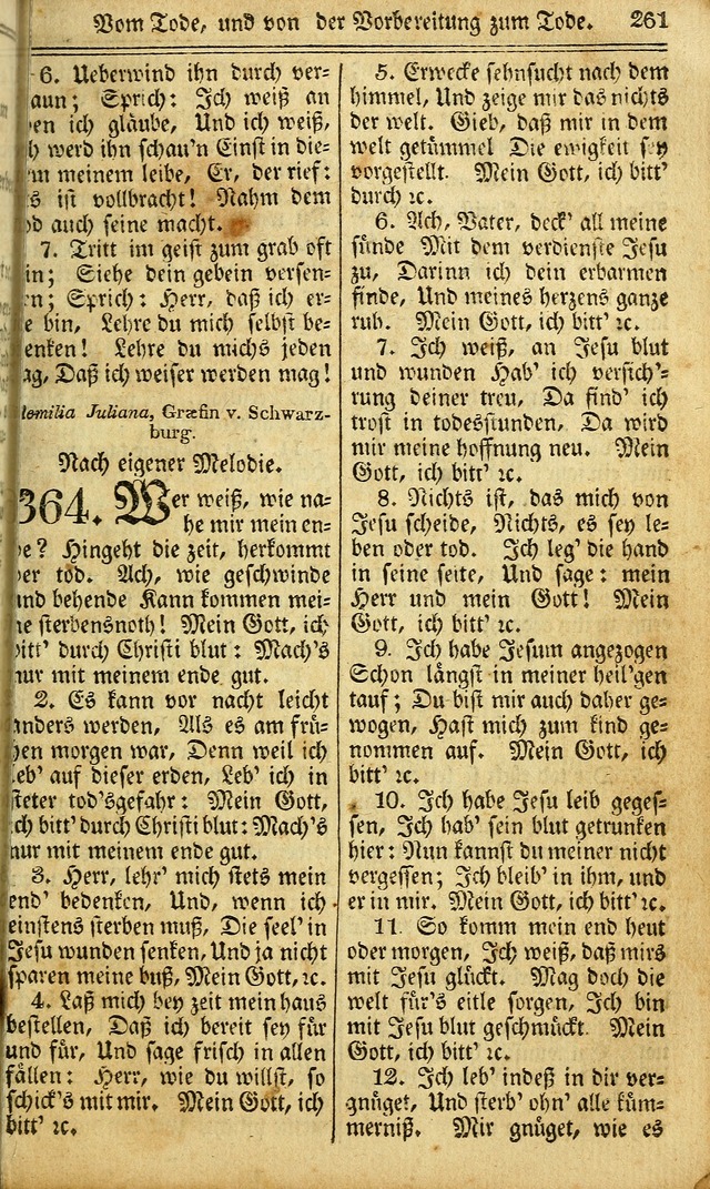 Das Gemeinschaftliche Gesangbuch: zum gottesdienstlichen Gebrauch der Lutherischen und Reformirten Gemeinden in Nord-America. (1st.. Aufl) page 261