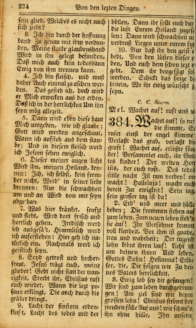 Das Gemeinschaftliche Gesangbuch: zum gottesdienstlichen Gebrauch der Lutherischen und Reformirten Gemeinden in Nord-America. (1st.. Aufl) page 274