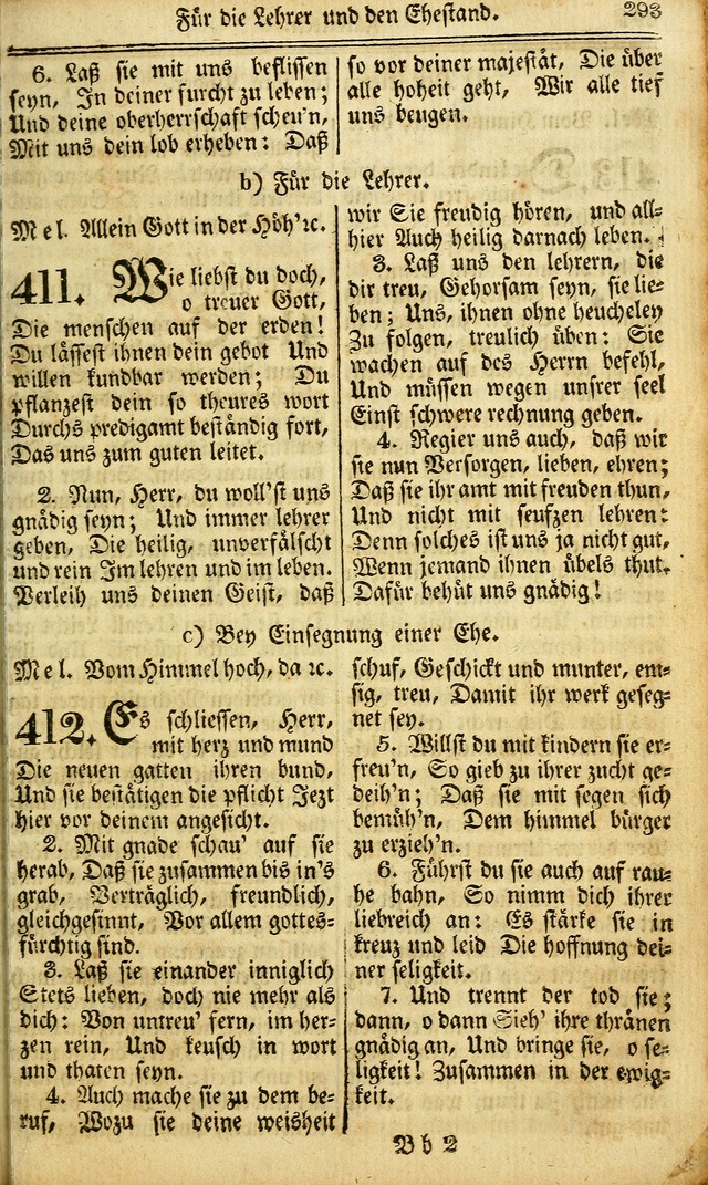 Das Gemeinschaftliche Gesangbuch: zum gottesdienstlichen Gebrauch der Lutherischen und Reformirten Gemeinden in Nord-America. (1st.. Aufl) page 293