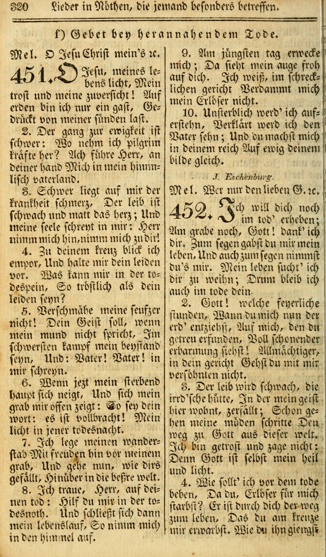 Das Gemeinschaftliche Gesangbuch: zum gottesdienstlichen Gebrauch der Lutherischen und Reformirten Gemeinden in Nord-America. (1st.. Aufl) page 320