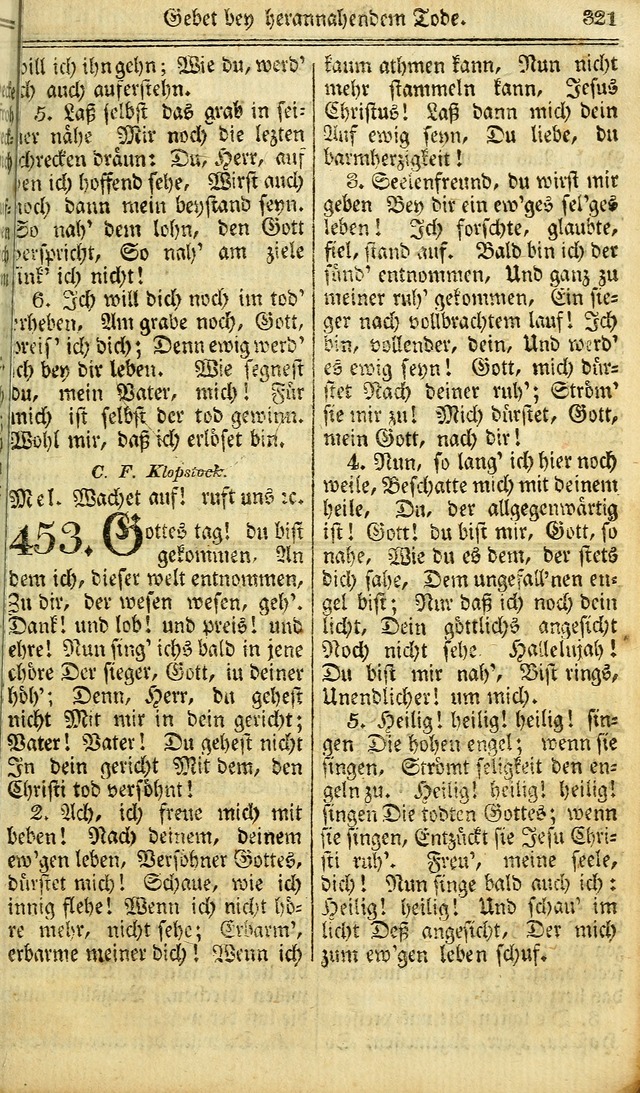 Das Gemeinschaftliche Gesangbuch: zum gottesdienstlichen Gebrauch der Lutherischen und Reformirten Gemeinden in Nord-America. (1st.. Aufl) page 321