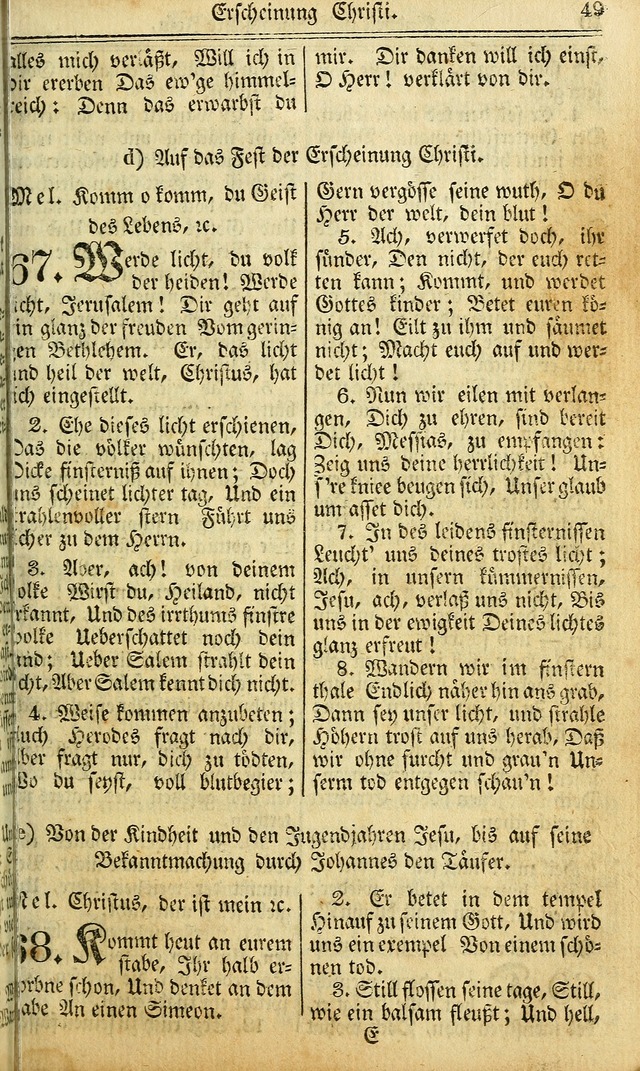 Das Gemeinschaftliche Gesangbuch: zum gottesdienstlichen Gebrauch der Lutherischen und Reformirten Gemeinden in Nord-America. (1st.. Aufl) page 49