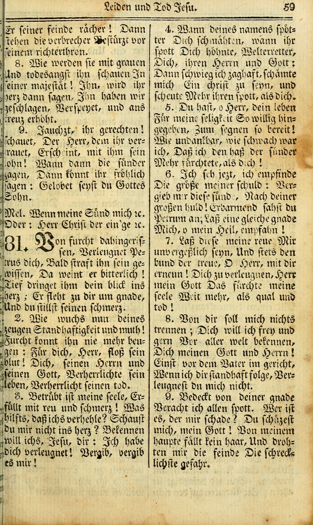 Das Gemeinschaftliche Gesangbuch: zum gottesdienstlichen Gebrauch der Lutherischen und Reformirten Gemeinden in Nord-America. (1st.. Aufl) page 59