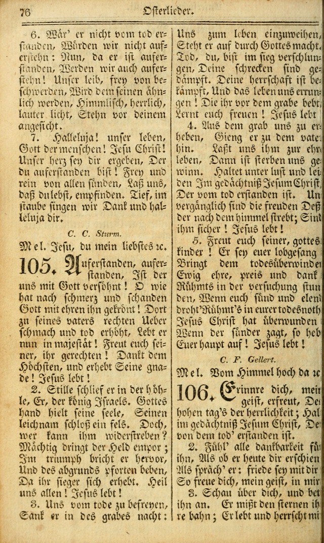 Das Gemeinschaftliche Gesangbuch: zum gottesdienstlichen Gebrauch der Lutherischen und Reformirten Gemeinden in Nord-America. (1st.. Aufl) page 76