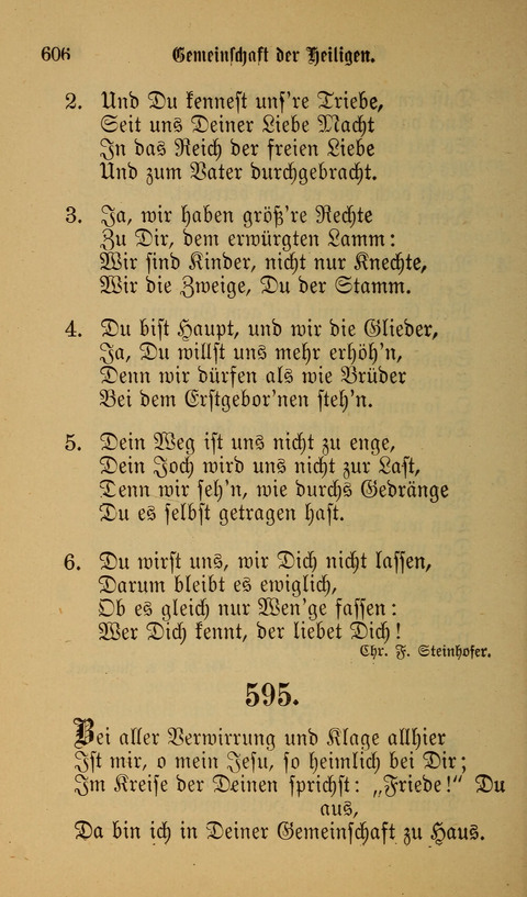 Die Glaubensharfe: Gesangbuch der deutschen Baptisten-Gemeinden. Herausgegeben auf Beschluß der Bundeskonferenz der Deutchen Baptisten-Gemeinden von America page 606