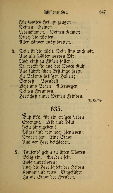 Die Glaubensharfe: Gesangbuch der deutschen Baptisten-Gemeinden. Herausgegeben auf Beschluß der Bundeskonferenz der Deutchen Baptisten-Gemeinden von America page 647